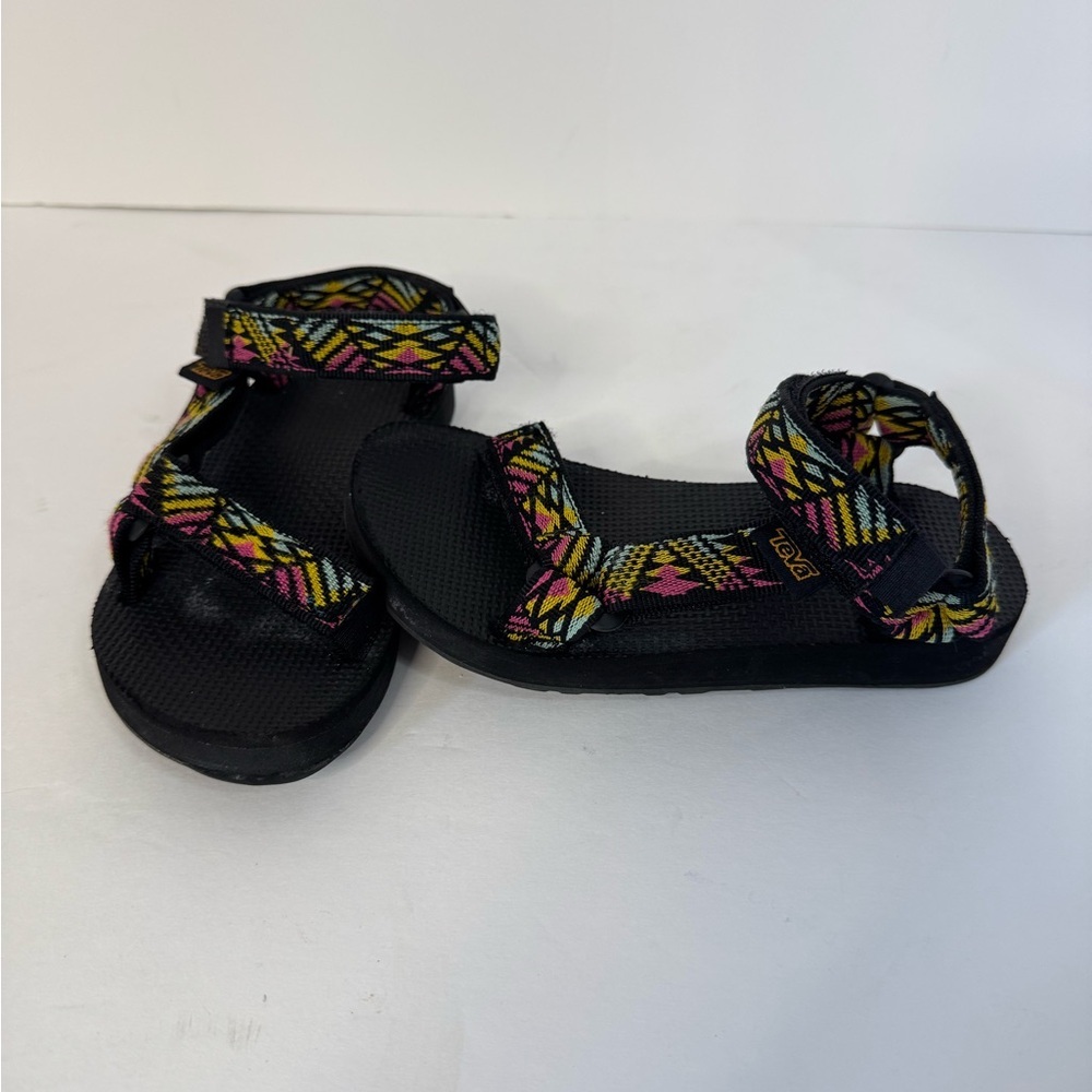 Teva Kids Black Sandals with Vibrant Pattern